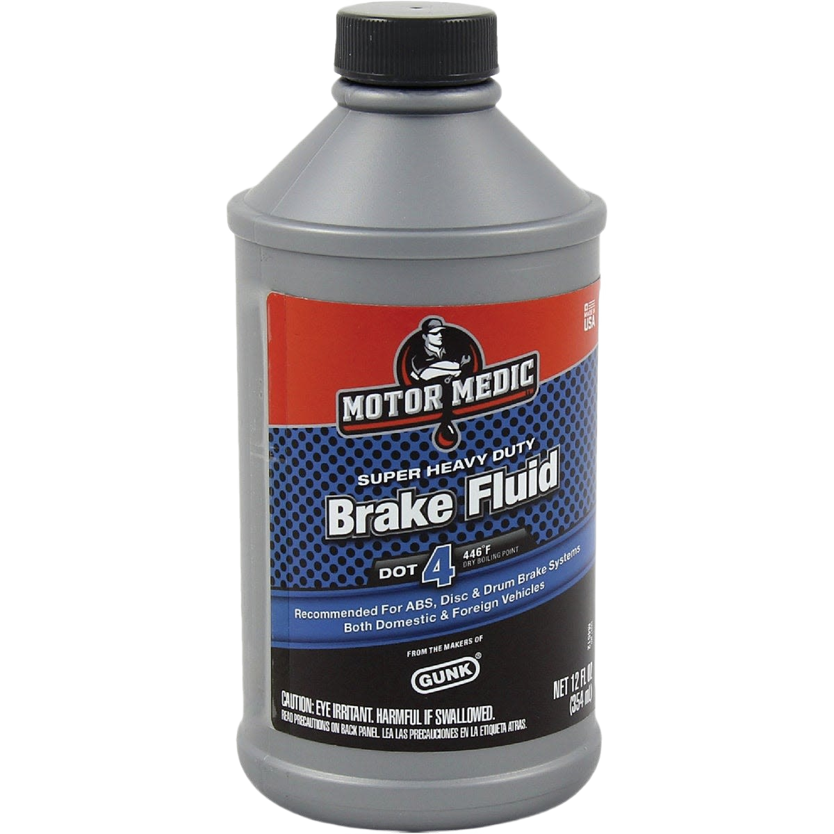 Gray bottle of super heavy-duty DOT 4 brake fluid for automotive use in fluids and lubricants collection