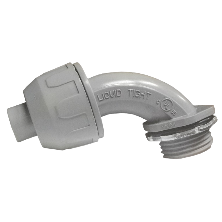 Gray 90-degree PVC conduit connector designed for electrical fittings and Home Improvement under $50 collection