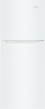 Compact white top freezer refrigerator with a smooth exterior finish, suited for small spaces and part of Refrigerators and Appliances collections.