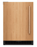 Undercounter 24" panel-ready beverage center with wood door, metal handle, and black vent from Refrigerators collection