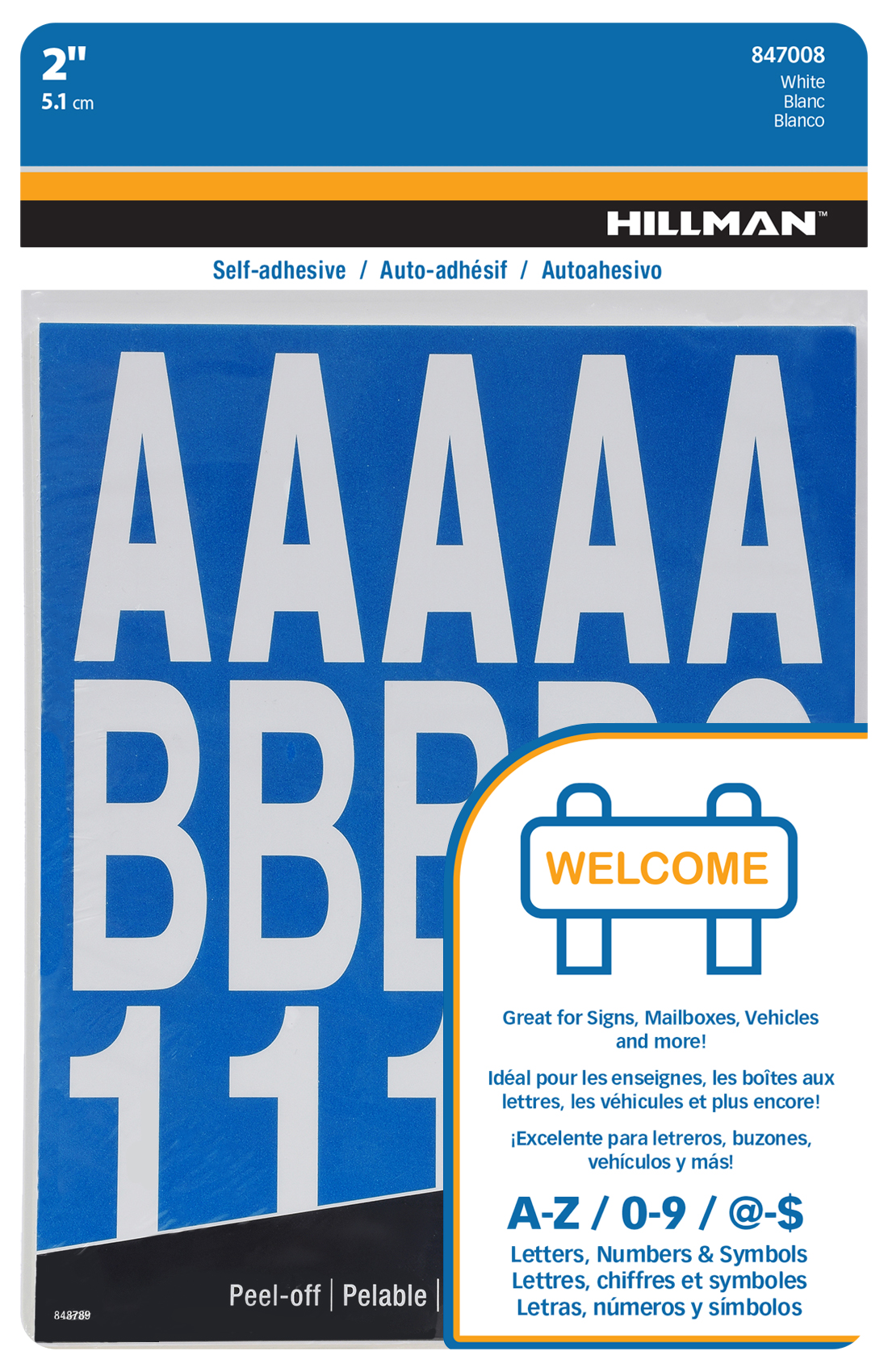 Hillman 2" Adhesive Die-Cut Letter & Number Pack White, 2-Pack