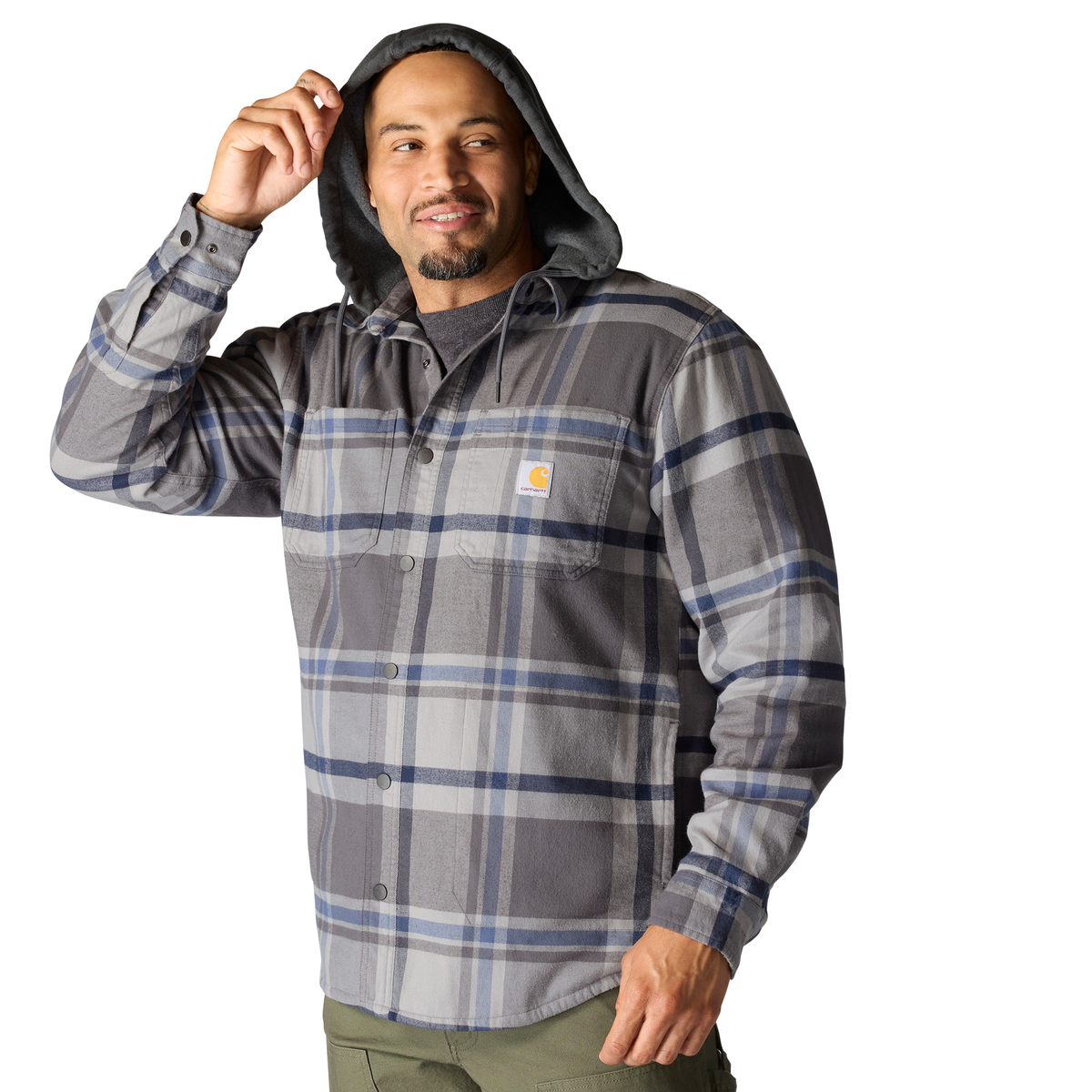 Carhartt Hamilton Relaxed Plaid Shirt Jac - Gravel, Tall XL