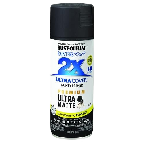 Rust-Oleum black ultra matte spray paint and primer for home improvement and painting projects under $50