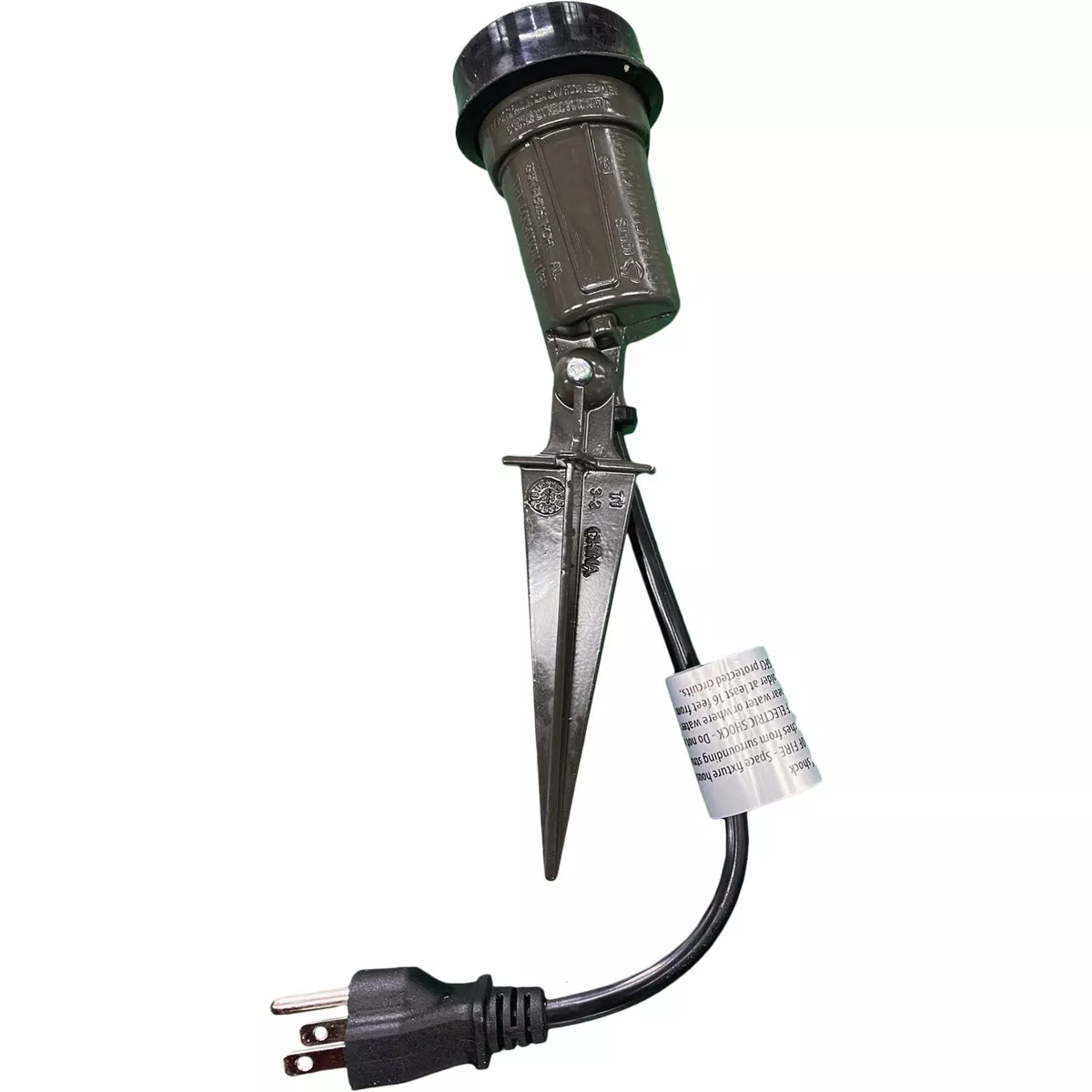 Bronze weatherproof outdoor spike lamp holder with cord and plug for home improvement and household items under $50 collection