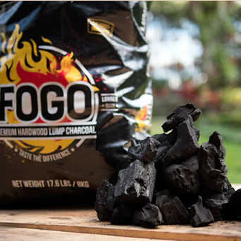 Bag of Fogo premium hardwood lump charcoal with natural pieces for grilling in outdoor living and lawn & garden collections
