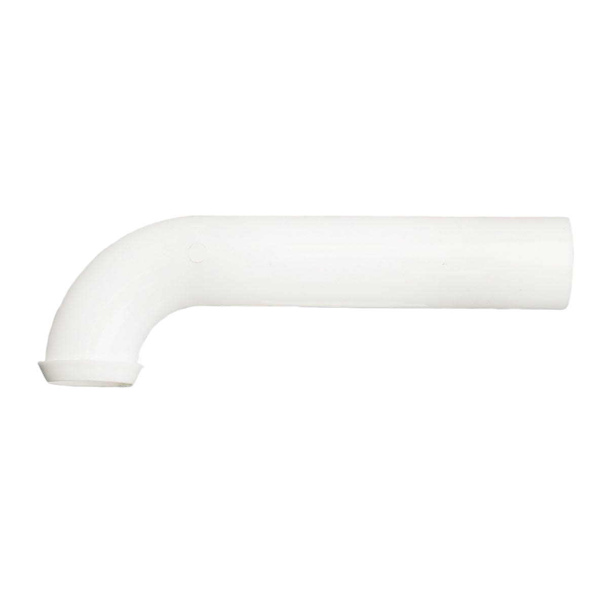 White 1-1/2 inch plastic wall tube with a curved design for plumbing parts and drain repair applications