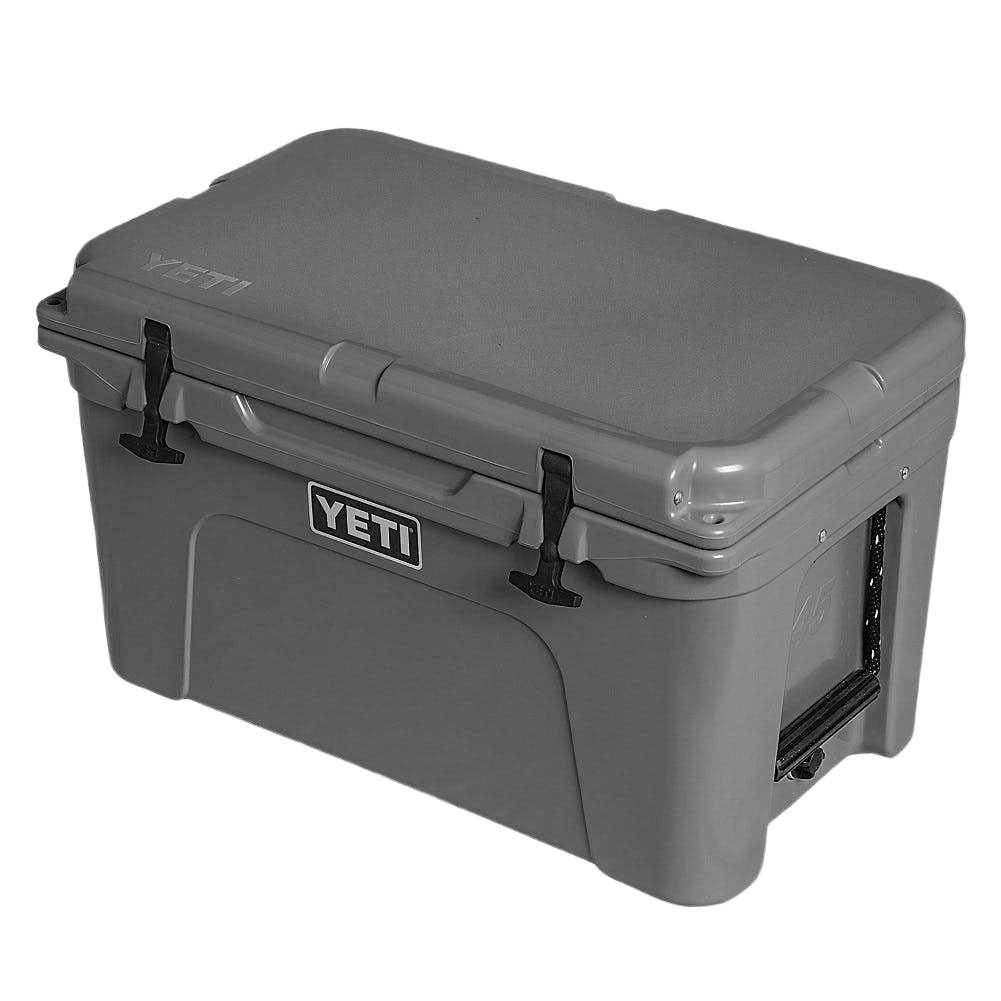 Gray durable rotomolded cooler with sturdy latches, designed for food storage and organization collections