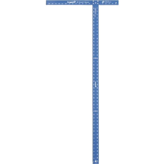 Blue finished aluminum drywall square with large clear measurement markings for woodworking and home improvement tools