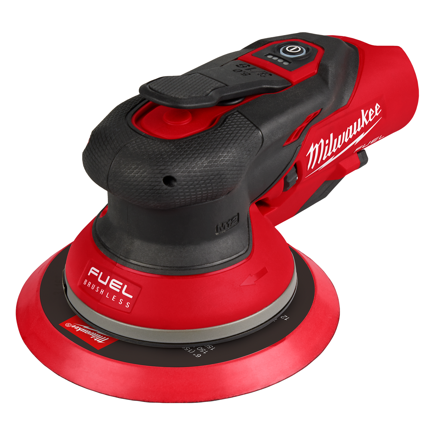 Compact red and black 6-inch cordless random orbital sander with ergonomic grip for tools and home improvement projects