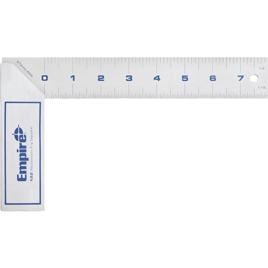 Empire True Blue 8-inch heavy-duty try square with stainless steel blade for woodworking and measuring tools collections