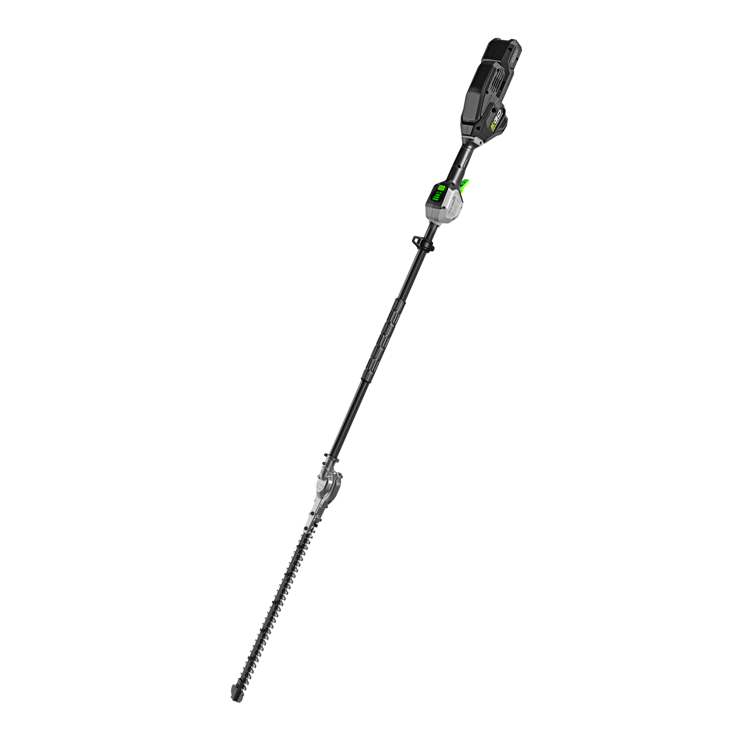 Black and green extended pole hedge trimmer with adjustable length for efficient home improvement and landscaping tasks