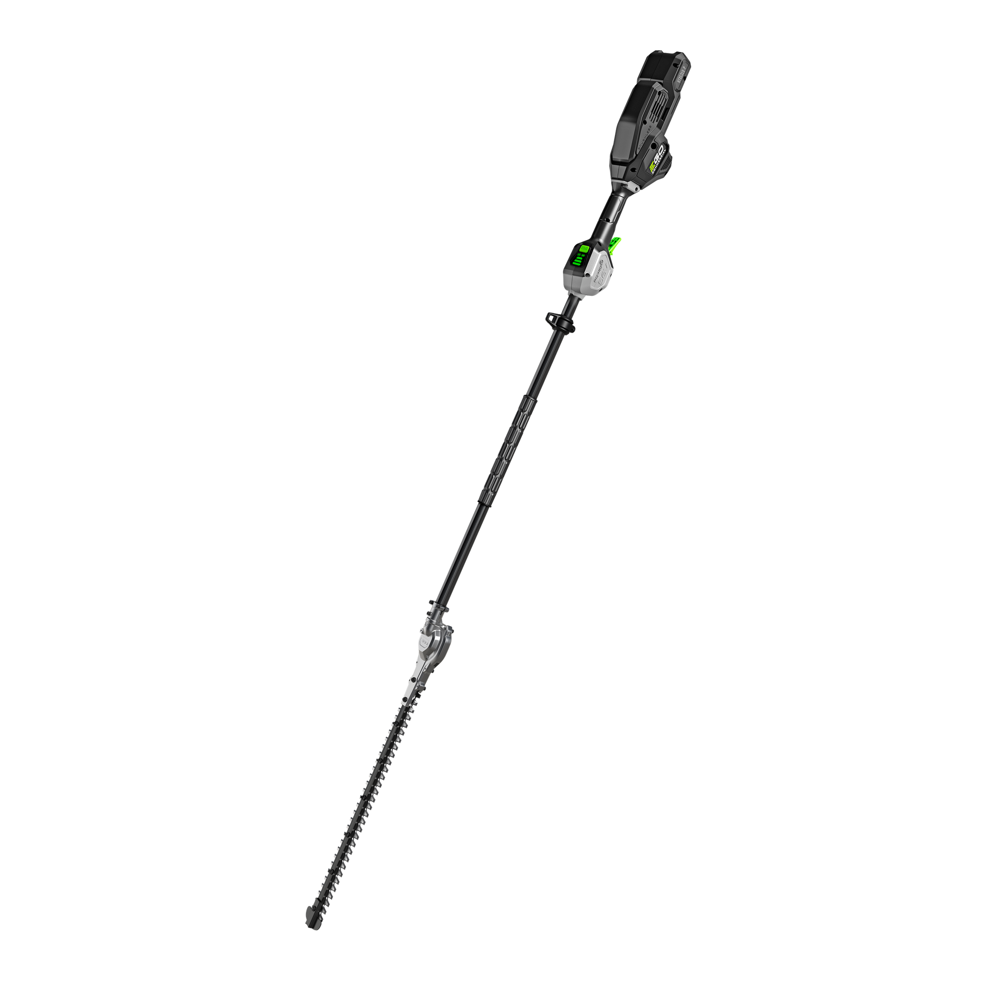 Black and green extended pole hedge trimmer with adjustable length for efficient home improvement and landscaping tasks