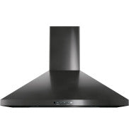 Black pyramid-shaped wall-mount chimney hood with control panel from Range Hoods and Kitchen & Kitchenware collections
