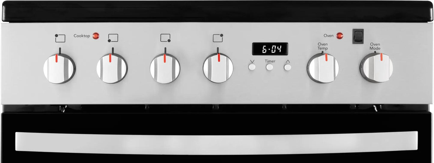 24-inch freestanding electric range with stainless steel finish and analog control knobs from kitchen appliances collection