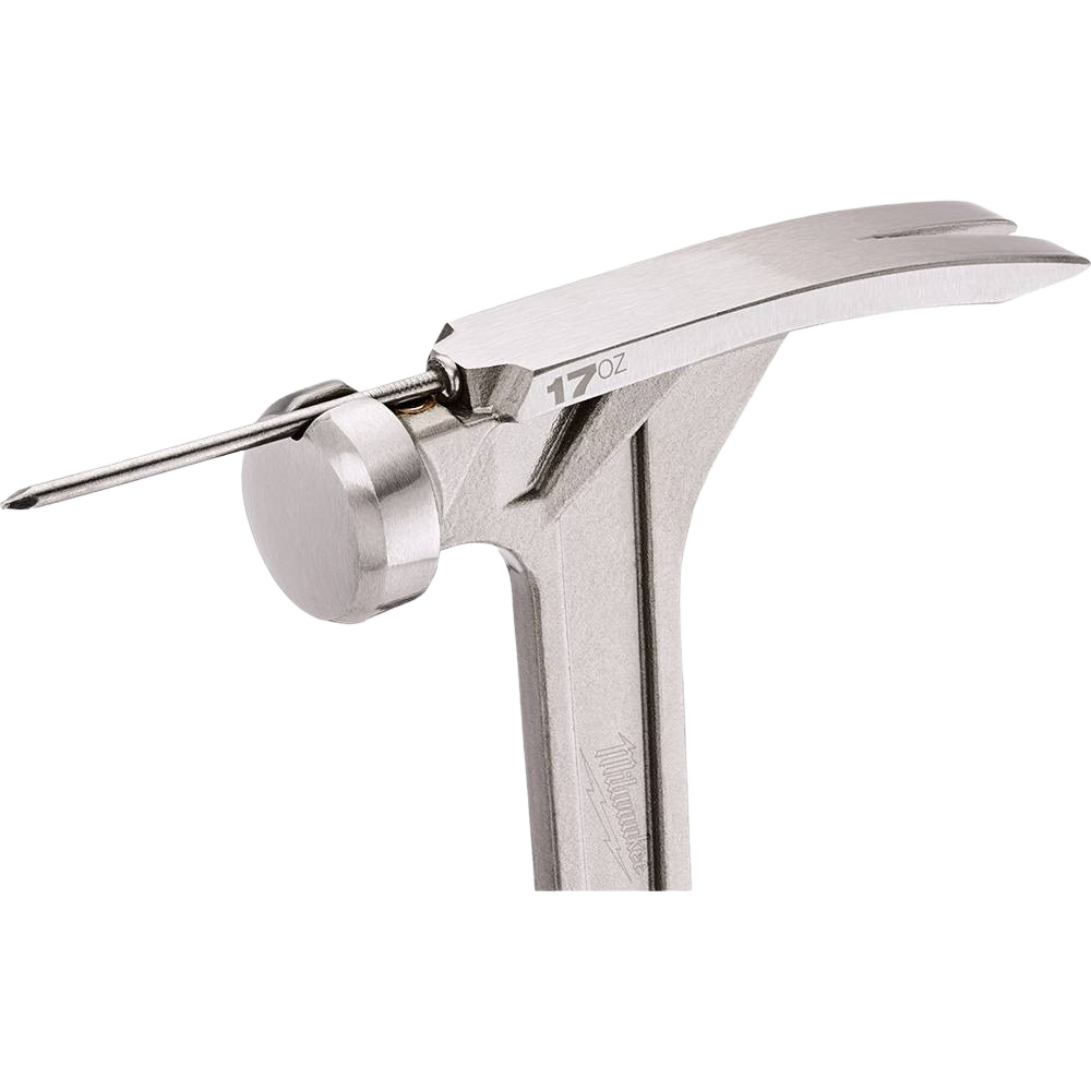 Polished metal smooth face framing hammer head with curved claw for precise nail removal in home improvement tasks