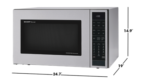 Stainless steel countertop microwave with convection features, digital control panel, from kitchen appliances collection