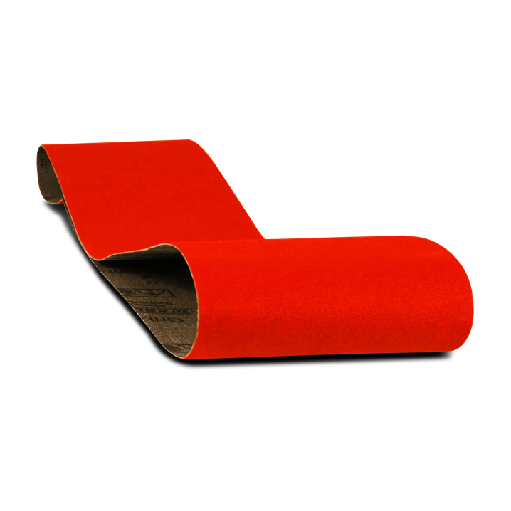 Red zirconium abrasive sanding belt designed for woodworking tool accessories and home improvement projects under $50.