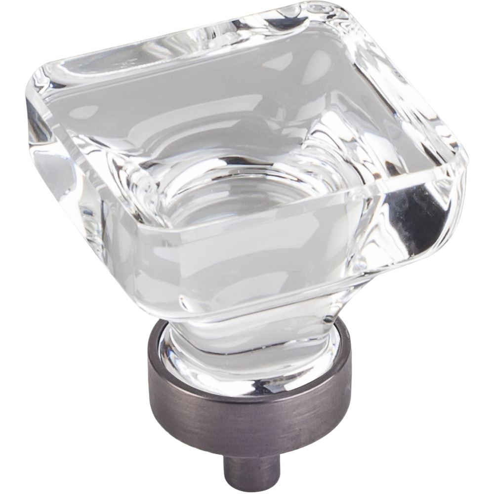 Square glass cabinet knob with brushed pewter base for furniture accessories in home improvement under 50 dollars