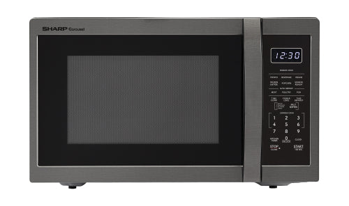 black and stainless steel 1.4 cu ft countertop microwave oven with digital control panel for kitchen appliances