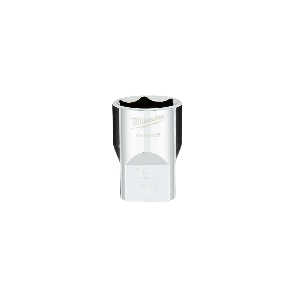 Chrome finish 13/16 inch standard socket with four flat sides for secure grip in home improvement projects