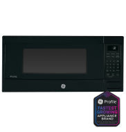 Black countertop microwave oven with digital control panel and windowed door for kitchen appliances use