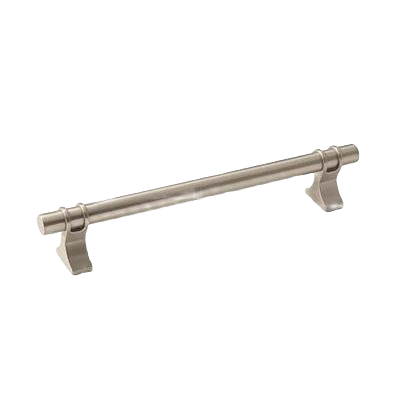 Satin nickel cabinet pull with decorative accents for home improvement and tools applications