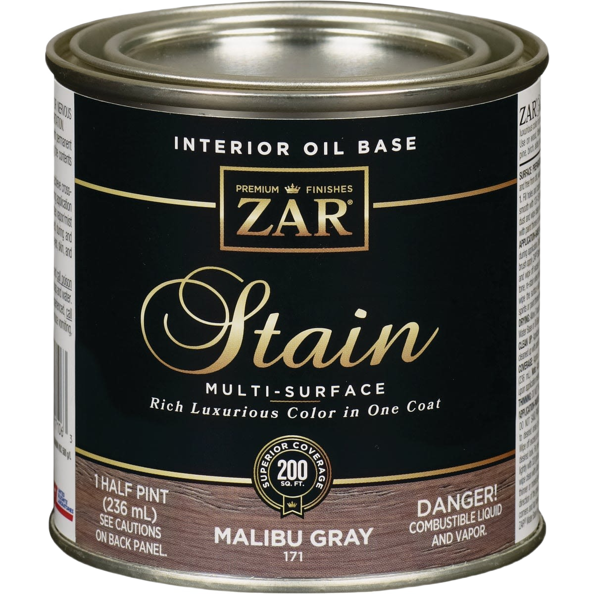 Half pint can of Malibu Gray interior oil base wood stain for interior stains and finishing under $50 collections