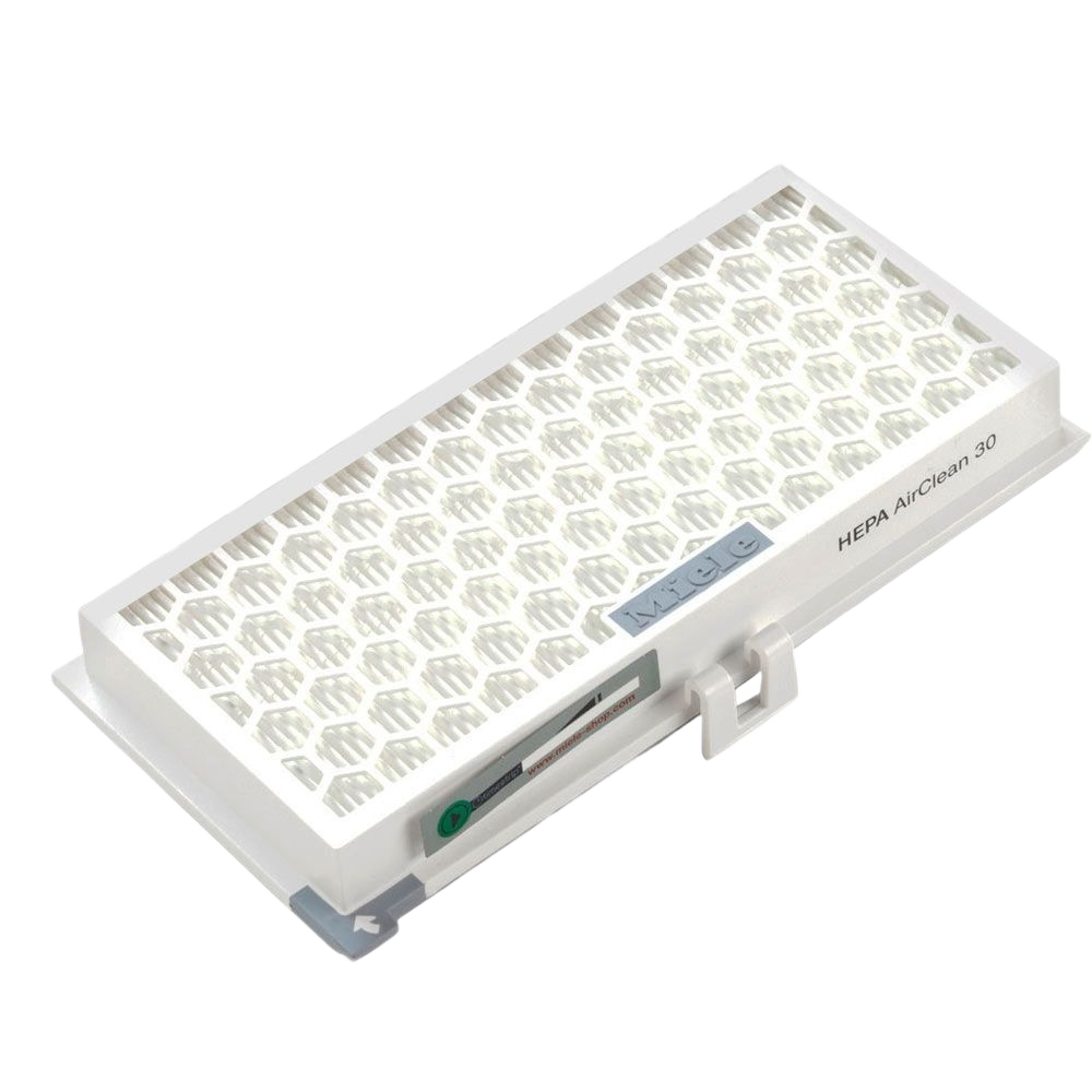 White rectangular HEPA air filter with honeycomb pattern and plastic frame for home air purification systems