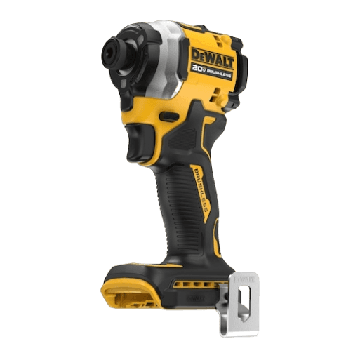 Cordless compact impact driver in yellow and black with brushless motor and ergonomic grip for tools and home improvement tasks