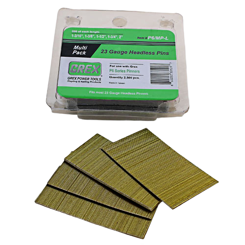 Pack of grex 23 gauge headless pins for woodworking and fasteners in hardware and tools collections under $50
