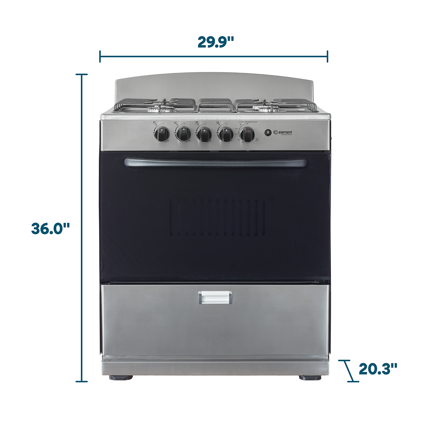 Element Electronics 4.0 cu. ft. 30", 4-Burner Gas Range (EEGR3A4MCCS)