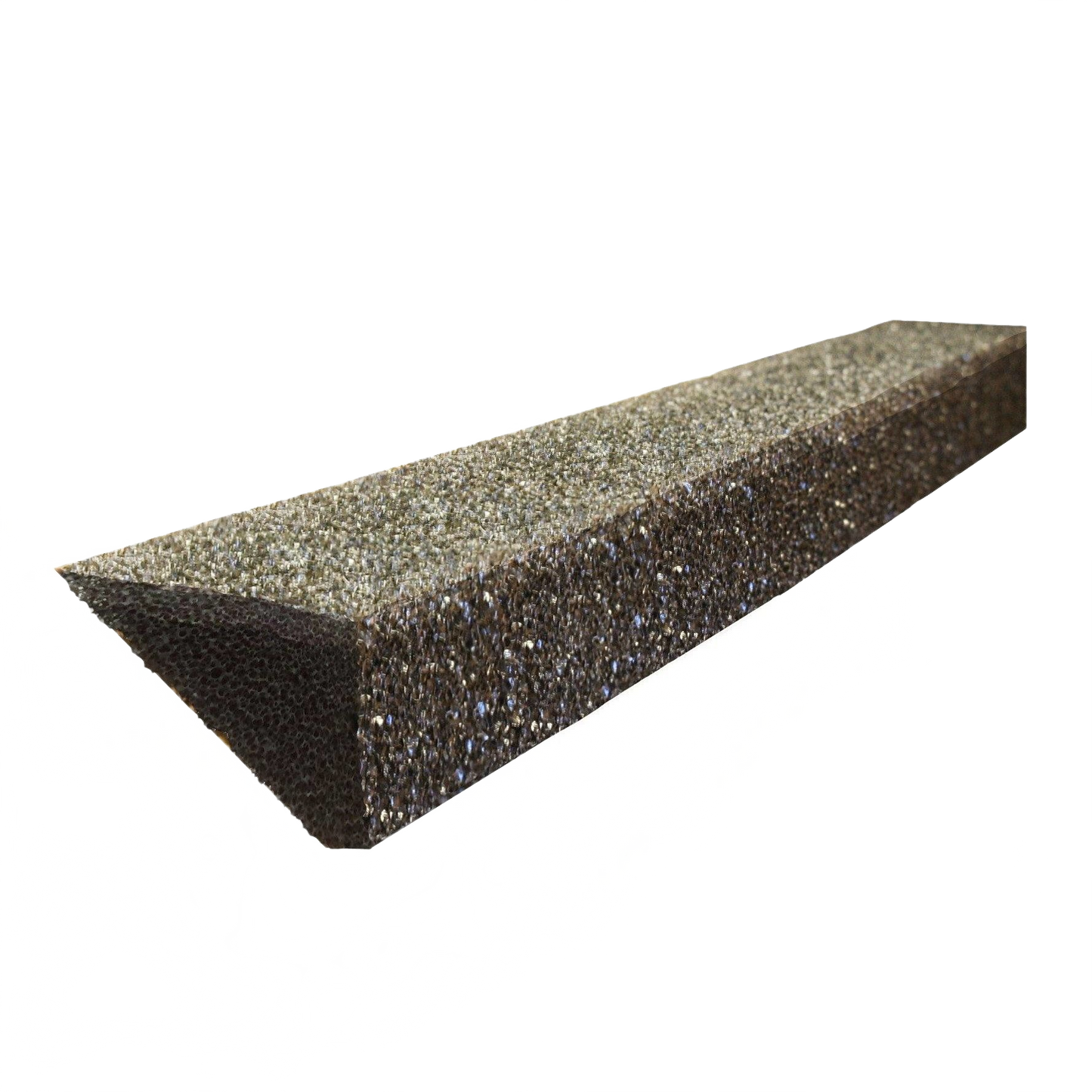 Granular-textured strip of rigid foam gutter guard designed for easy installation in home improvement projects
