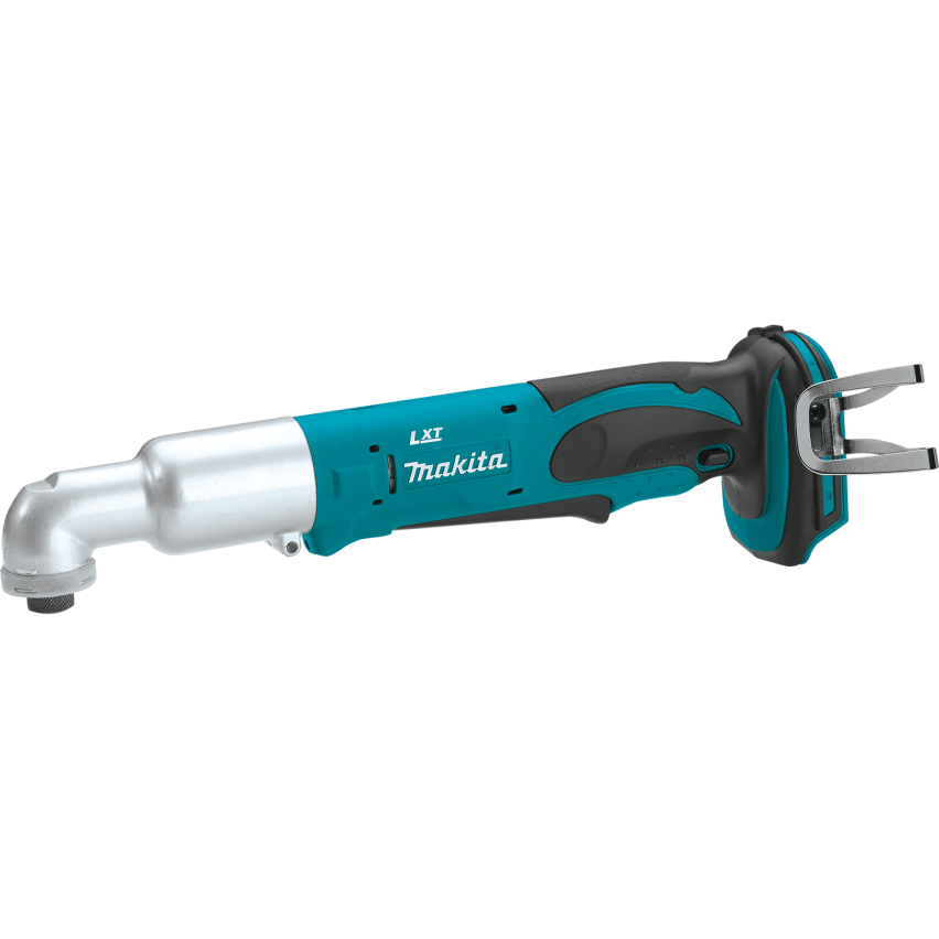 Cordless angle impact driver with ergonomic grip and teal and silver design for tools and home improvement tasks
