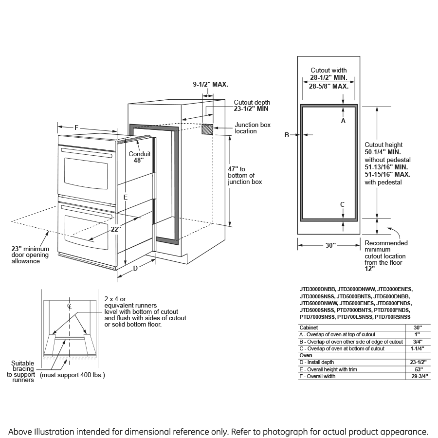 GE® 30" Smart Built-In Self-Clean Double Wall Oven