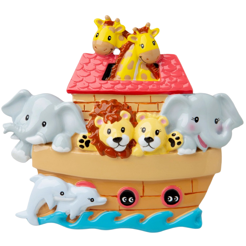 Whimsical Noah’s Ark ornament with giraffes, lions, elephants, and dolphins, Christmas Ornaments & Tree Decorations under $50 collection