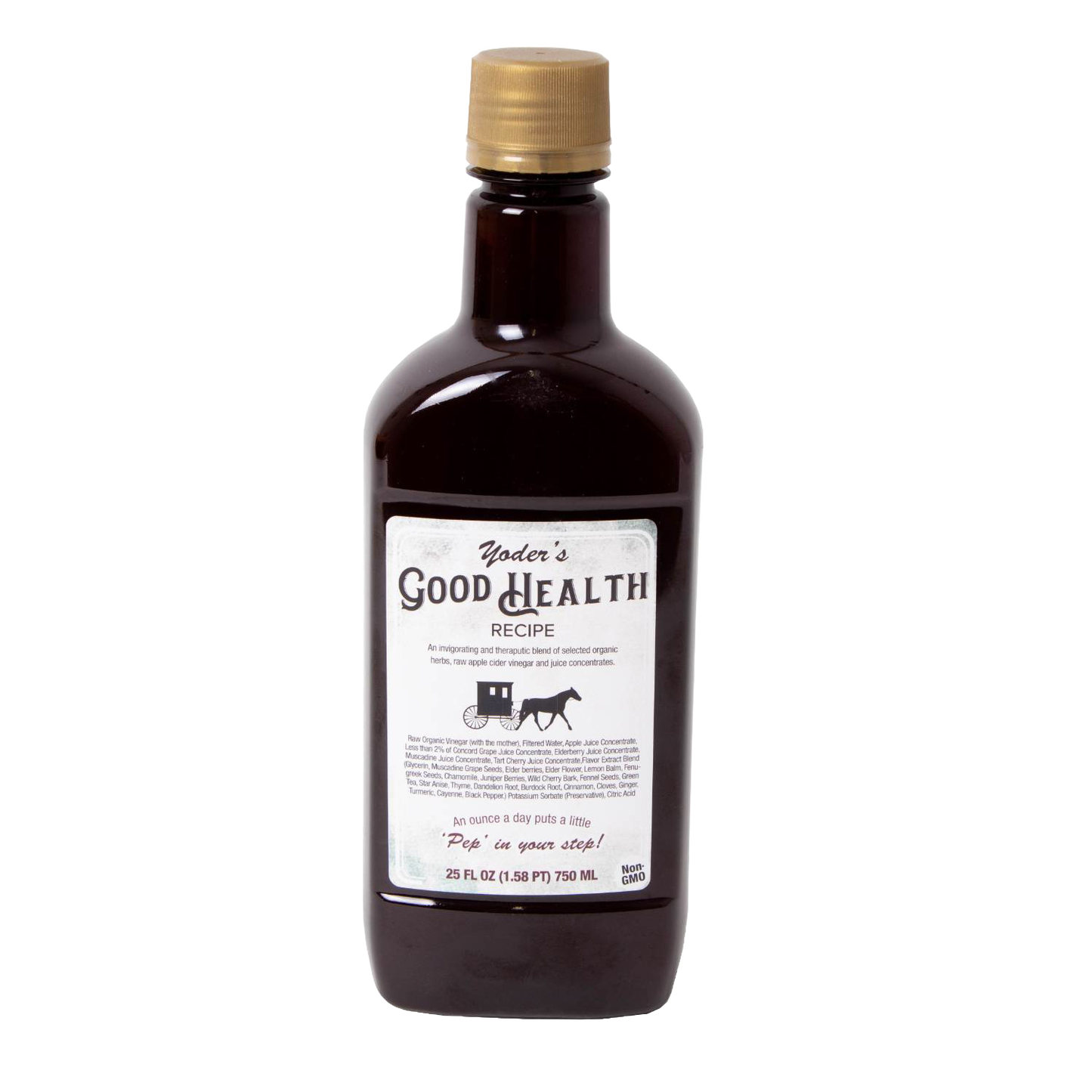 Dark amber bottle of herbal tonic with gold cap, promoting wellness in Health & Beauty collections under $50.