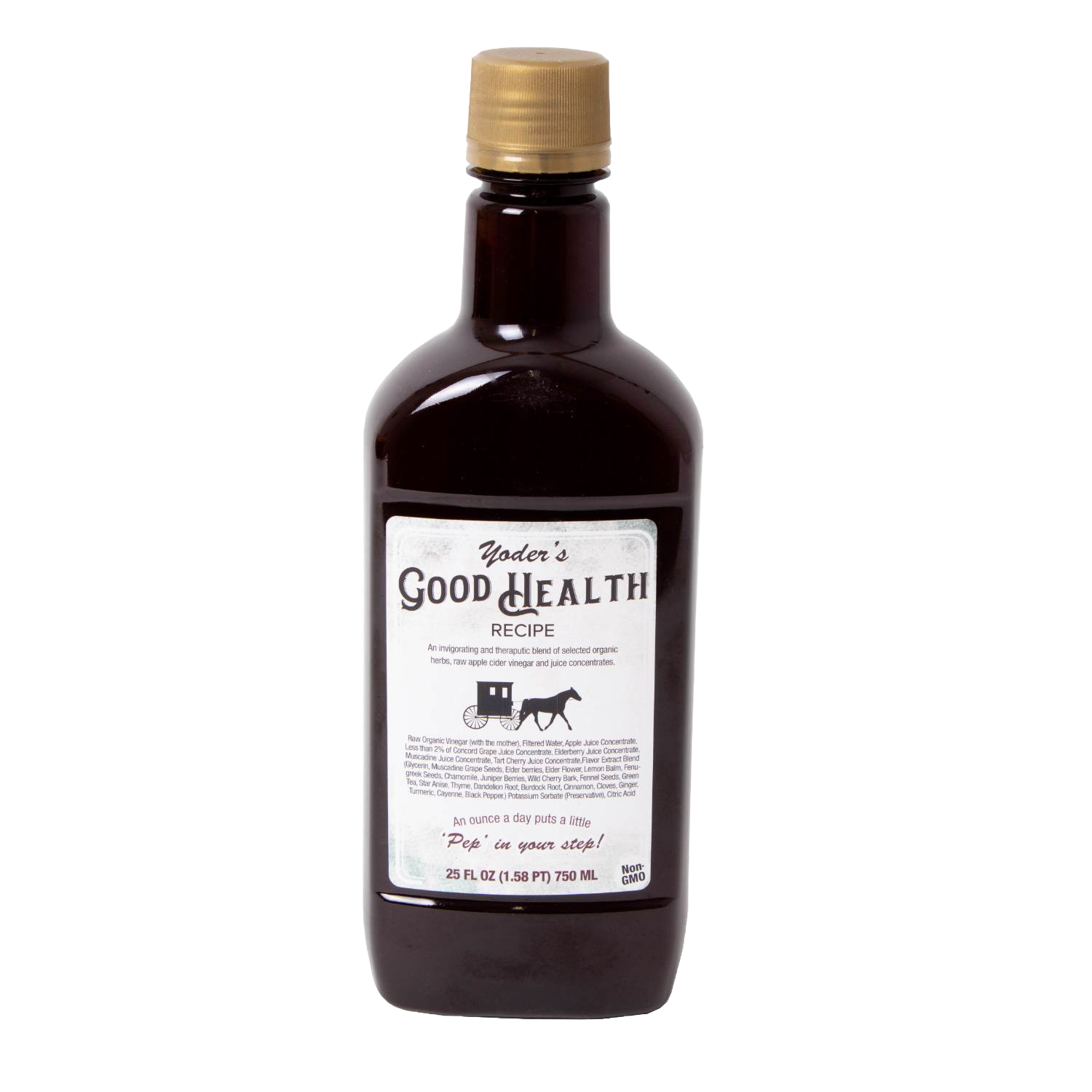 Dark amber bottle of herbal tonic with gold cap, promoting wellness in Health & Beauty collections under $50.