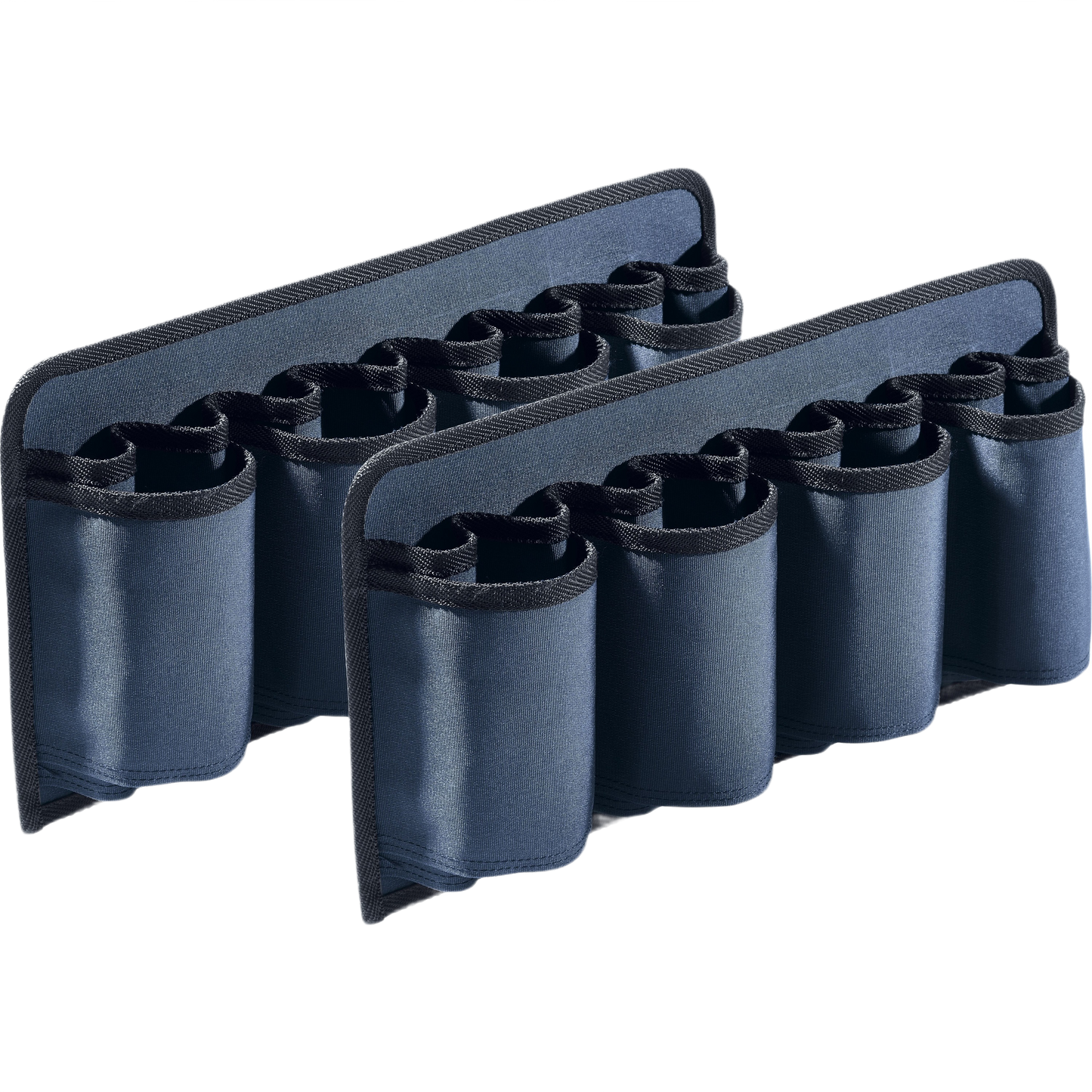 Pair of black fabric tool pouches with multiple compartments for organized storage in workshop and home improvement settings
