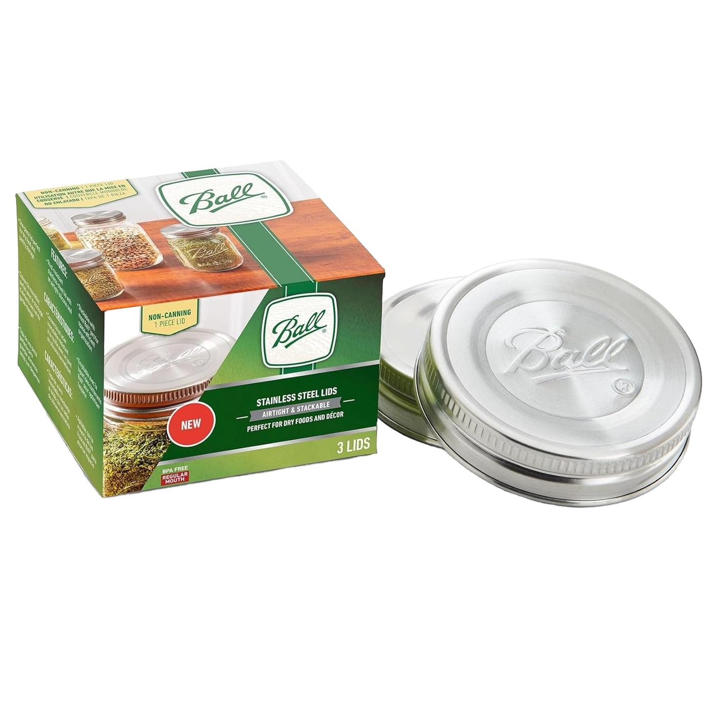 Set of three stainless steel jar lids with airtight seal, suitable for kitchenware and storage under $50 collection