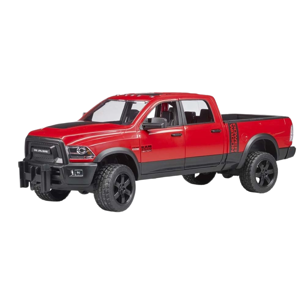 Red 1:16 scale model of a Ram 2500 Power Wagon pick-up truck with detailed exterior features