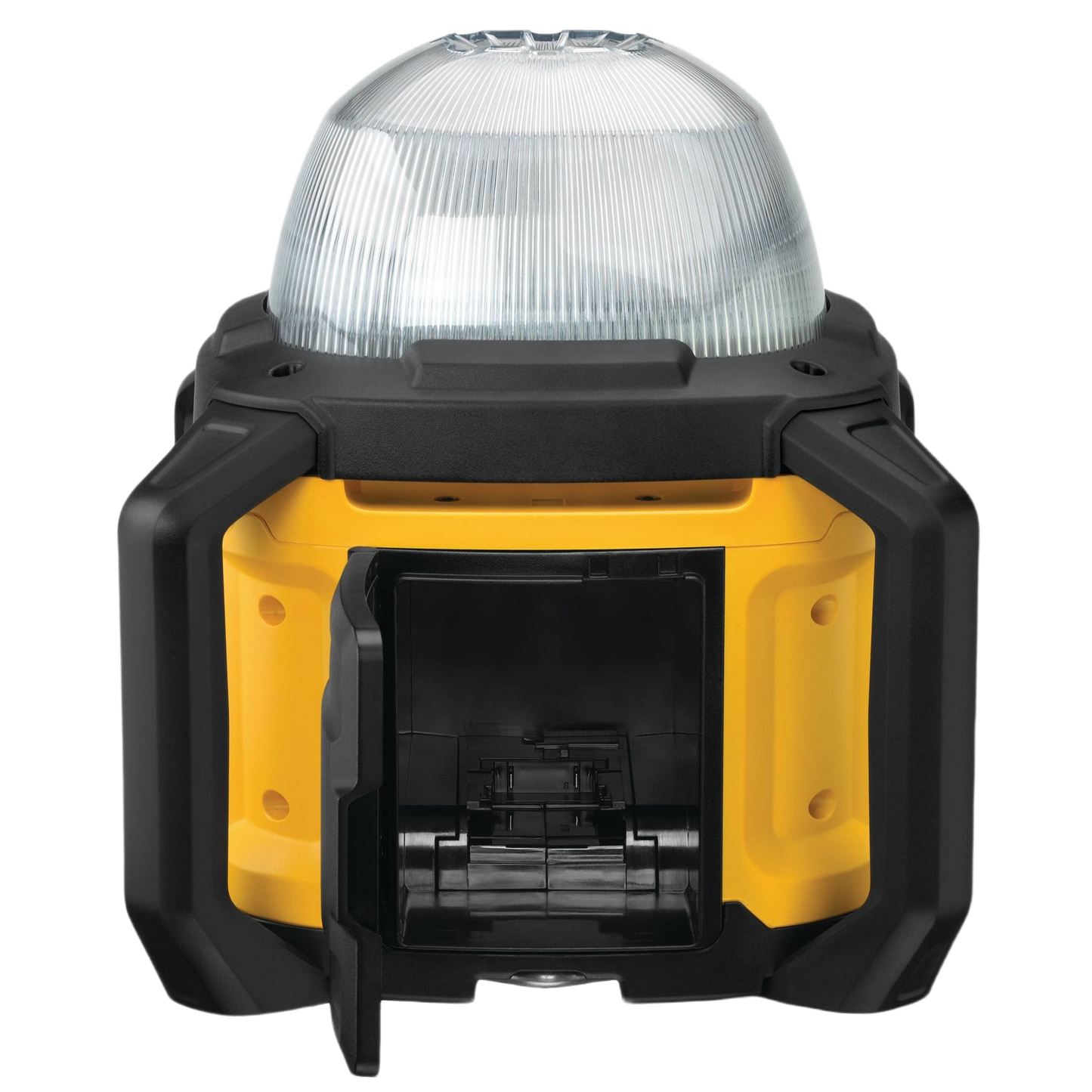 Compact yellow and black cordless work light with clear dome, ideal for tool collections and home improvement projects