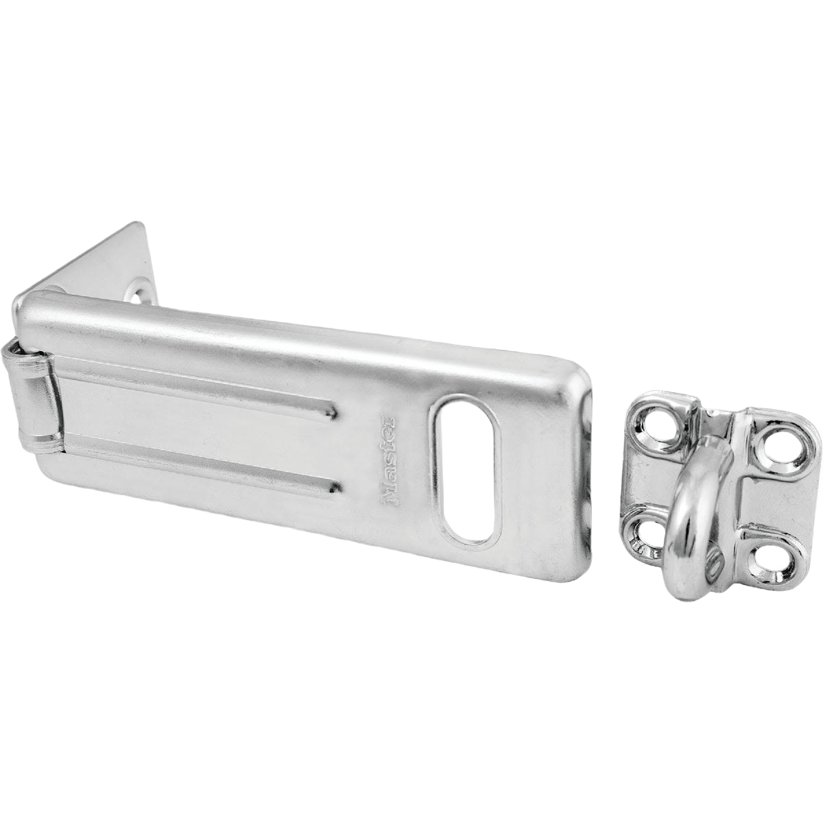 Heavy-duty steel safety hasp with ribbed design for secure locking in hardware and home improvement collections