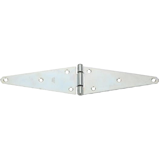 Heavy-duty zinc strap hinge with multiple screw holes for durable door or gate installation in home improvement projects