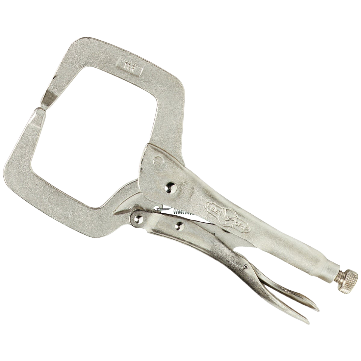 Silver locking C-clamp with adjustable screw and wide jaws for woodworking and home improvement hand tools under $50 collection