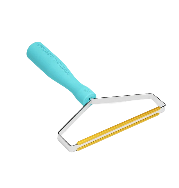 Hand tool with turquoise handle and metal frame designed for removing weeds in home improvement and gardening tasks