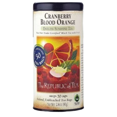 Tin of cranberry blood orange black tea with 50 bags for flavorful drinks in food and beverage collections under $50