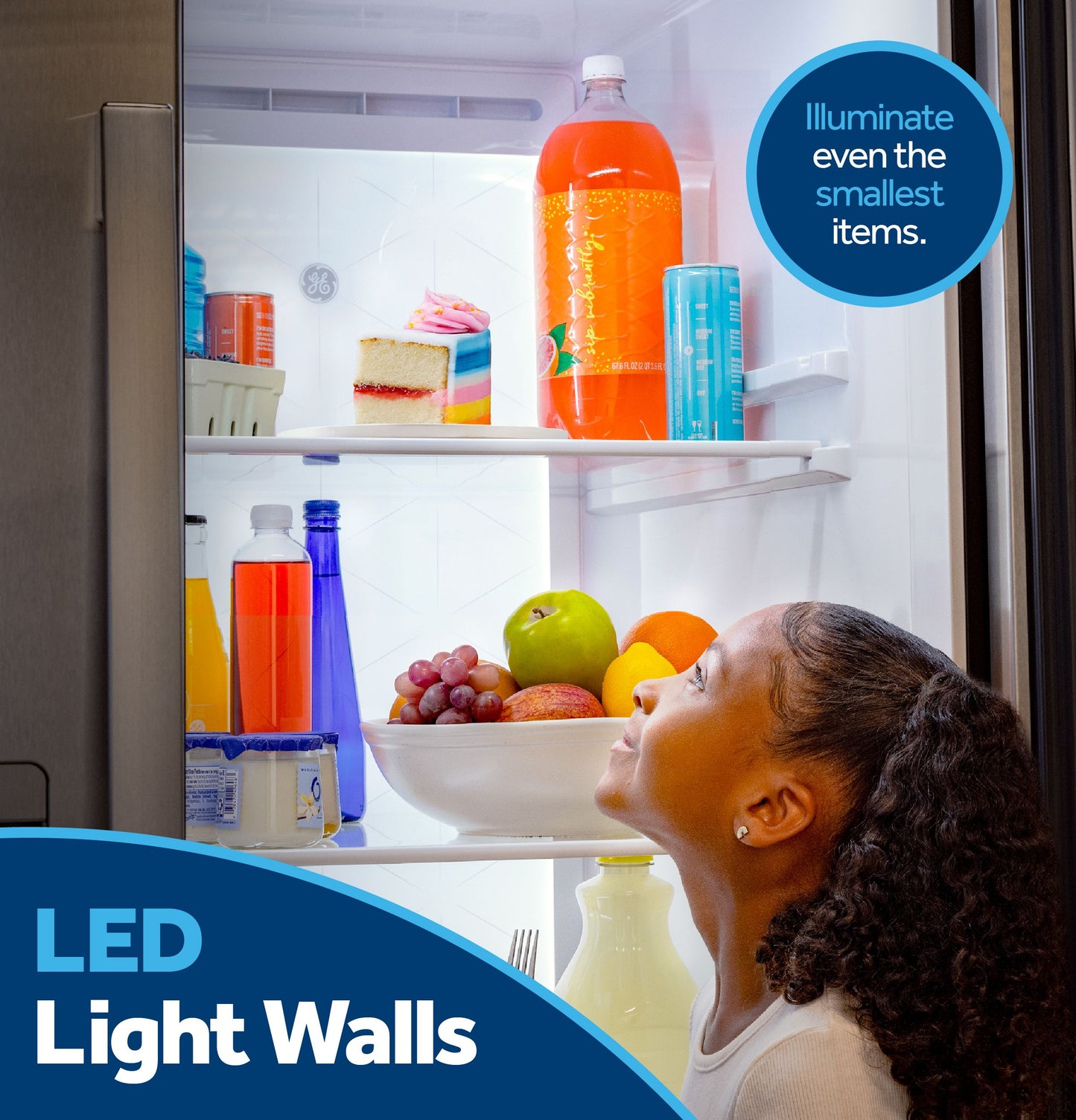 GE® 23.5 Cu. Ft. Counter-Depth Side-By-Side Refrigerator with LED Light Walls and Extra Tall Dispenser