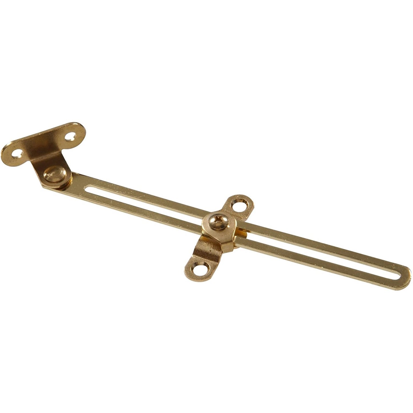 Brass friction lid support hardware for adjustable left or right installation in home improvement and storage collections