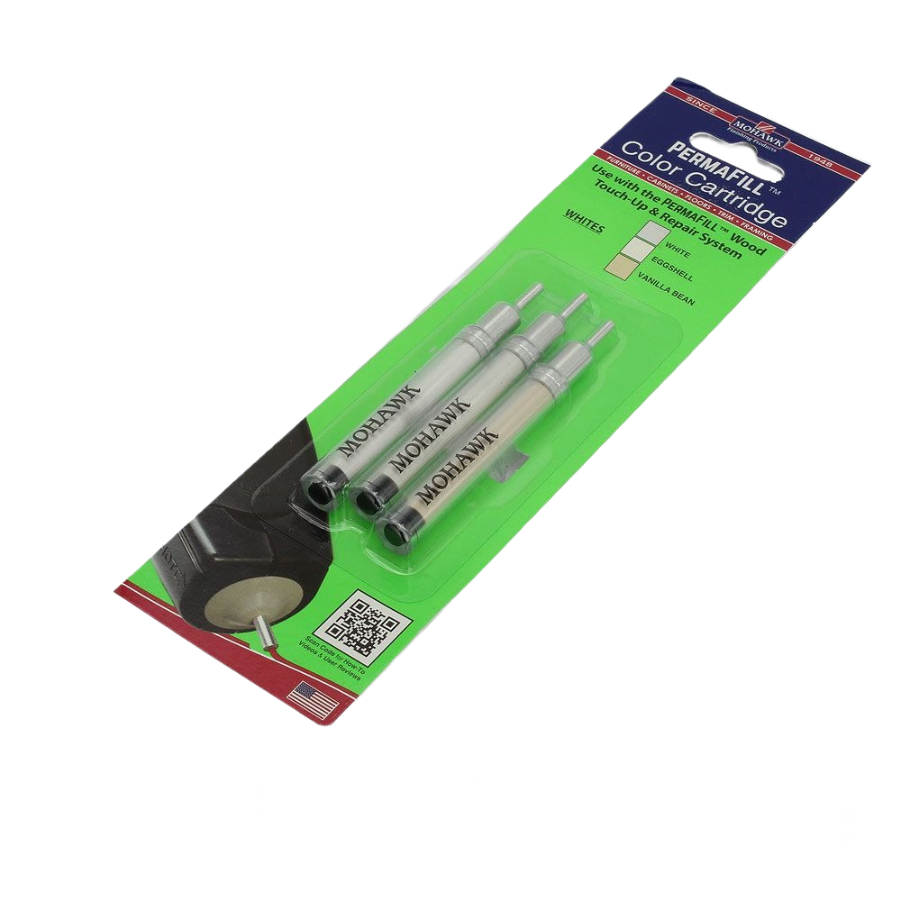 Set of three white PermaFill color cartridges for touch-up repair in sanding, finishing, and patching collections