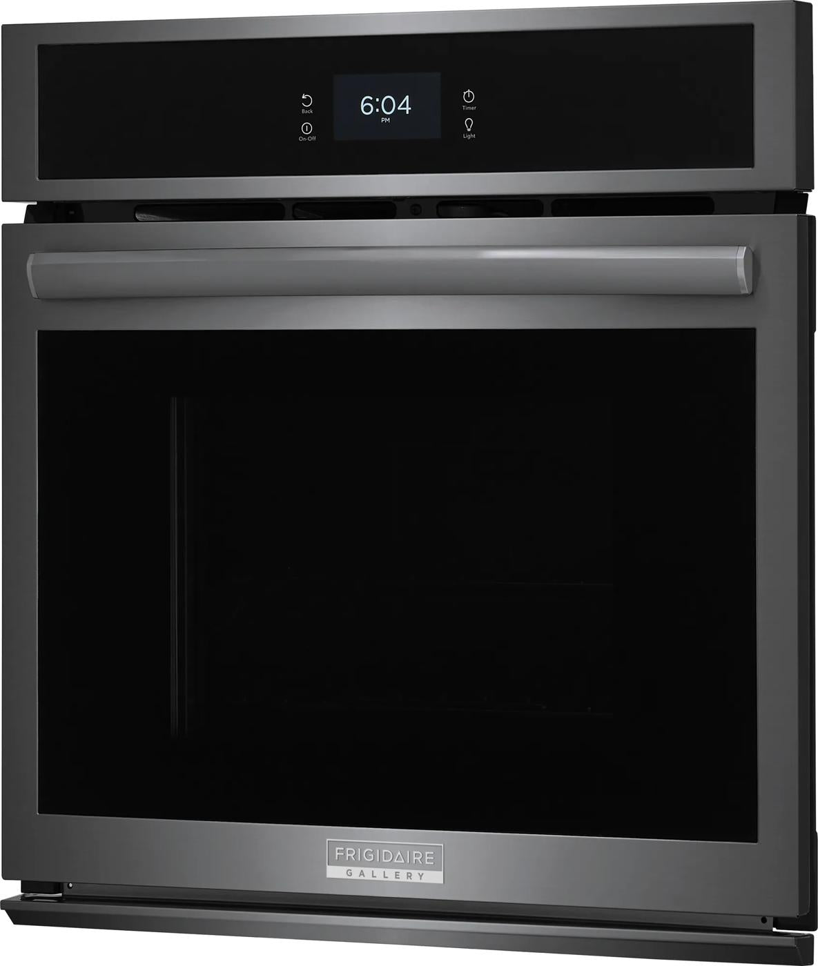 27-inch stainless steel electric wall oven with digital display and advanced convection in kitchen appliances collection